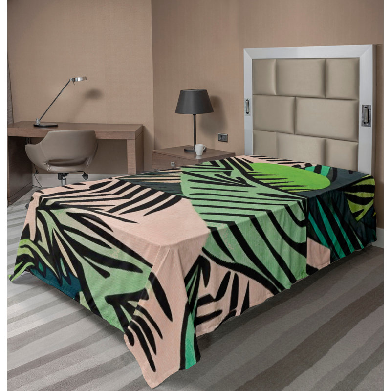 Drap plat moderne de style bohème Ambesonne, Drap plat pour lit simple, Pale Salmon/Charcoal Grey Abstract