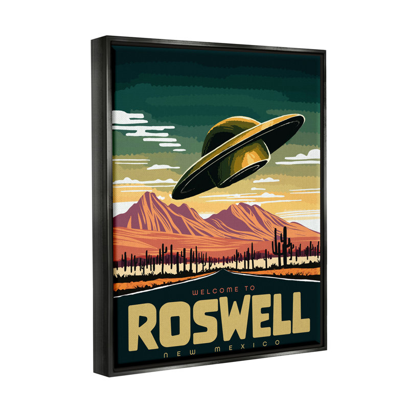 «Welcome Roswell New Mexico UFO» par Ziwei Li, impression, Cadre flottant noir de jais, H 21 po x l 17 po x P 1,7 po