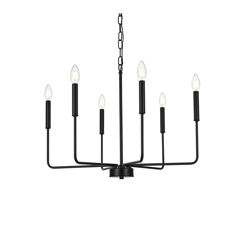 Luminaire suspendu style bougie à 6 lumières Yichen, H 10 po x l 26 po x P 10 po, Laiton