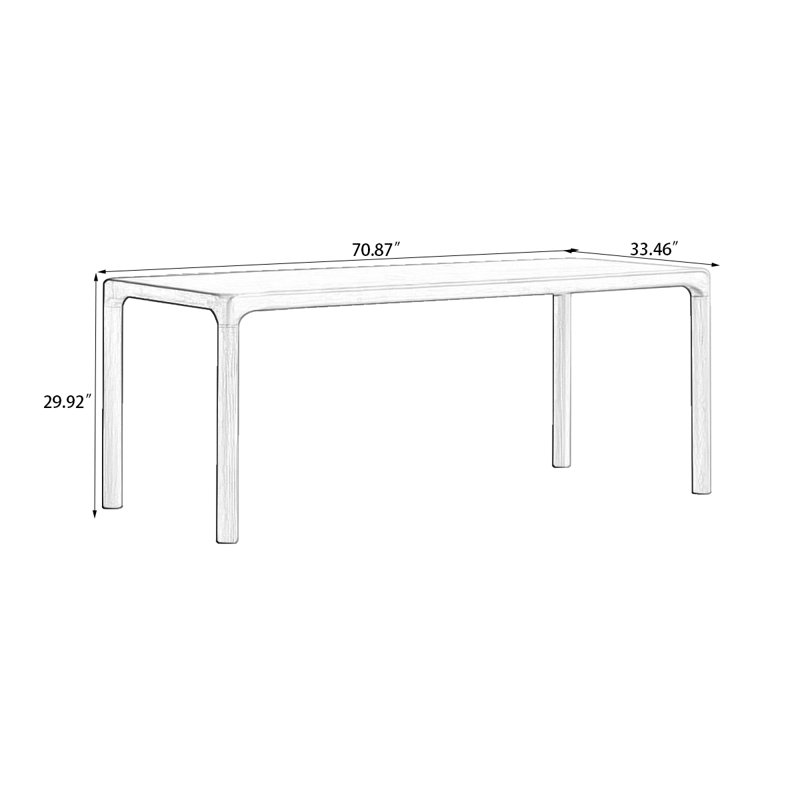 Table de salle à manger Burlywood, H 29,92 po x L 70,87 po x l 33,46 po.