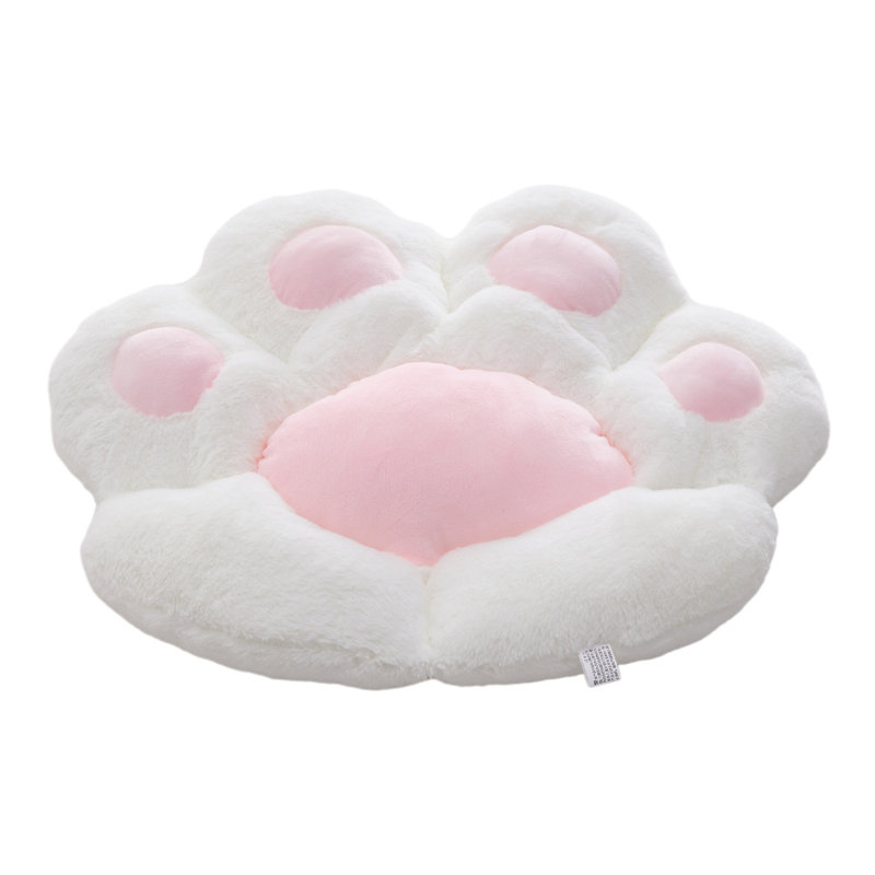 Reversible Plush Cat Paw Seat Cushion, White
