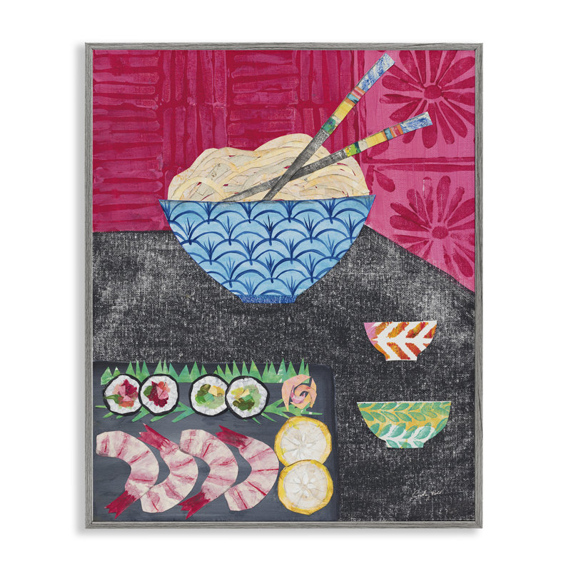 Art à giclée encadrée de table à motif de sushi par Courtney Prahl, H 20 po x l 16 po, Estampe numérique Farmhouse