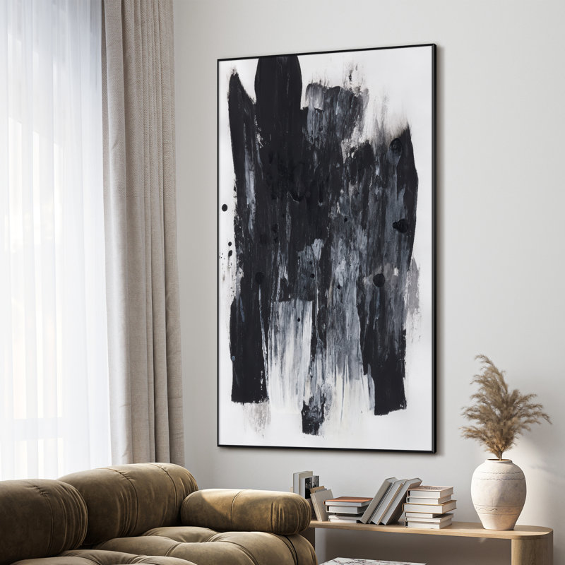 Extra Large Wall Art Fabric Print - Modern Neutral Abstract for Contemporary Home Artwork Decor for Living Room or Bedroom - "Frame Assembly Required (Unfinished Frame)"