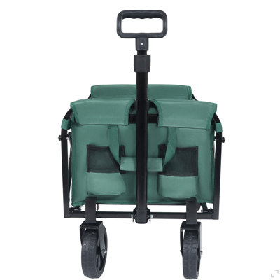 Chariot utilitaire extensible à double couche avec 100% d'espace supplémentaire - Chariot d'épicerie pour le camping, le magasinage, les sports, le jardinage, la pêche, supporte 225 lb