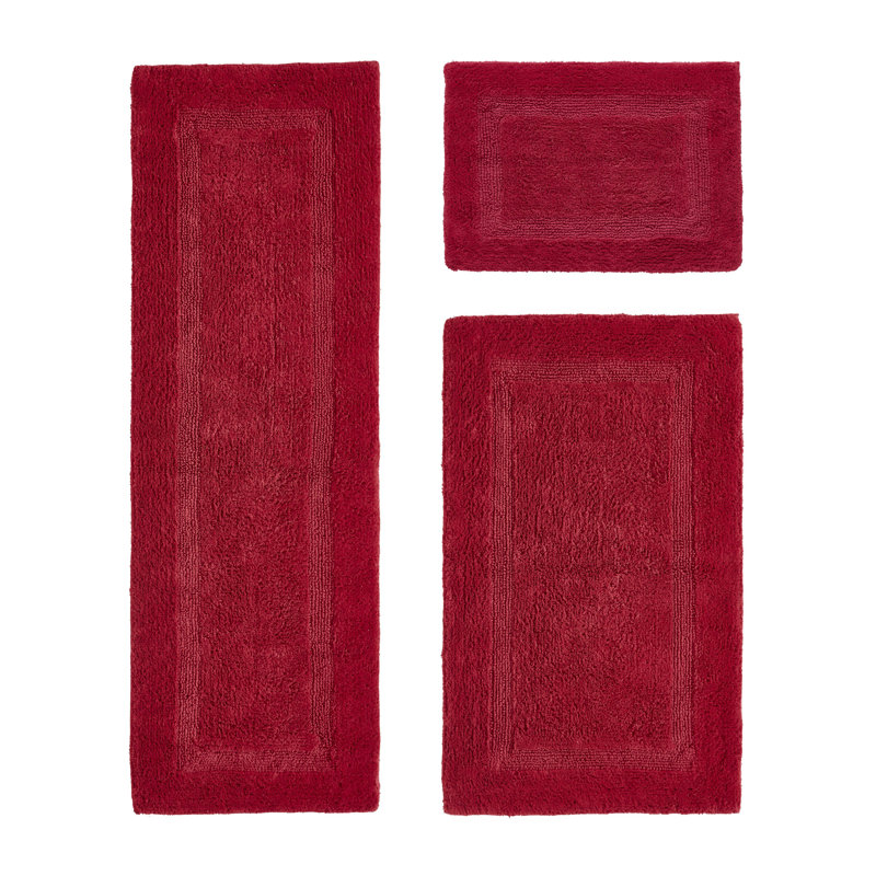 Annerose Premium 100% Cotton 3 Piece Bath Rug Sets, Machine Washable, Super Absorbent & Tufted Weave Reversible Bath Mat for Bathroom, Shower, and Tub, Oeko-Tex Certified Bathroom Rugs