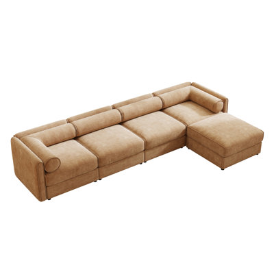 Canapé modulaire modulaire avec rangement et accoudoirs cylindriques