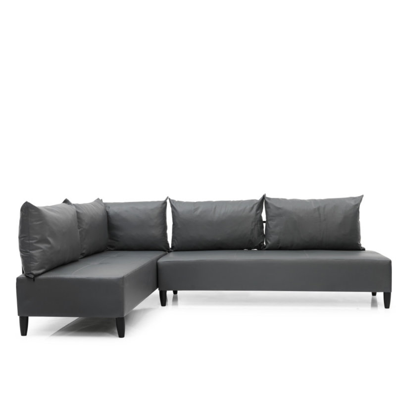 Canapé modulaire rembourré en métal Vynil, Similicuir gris
