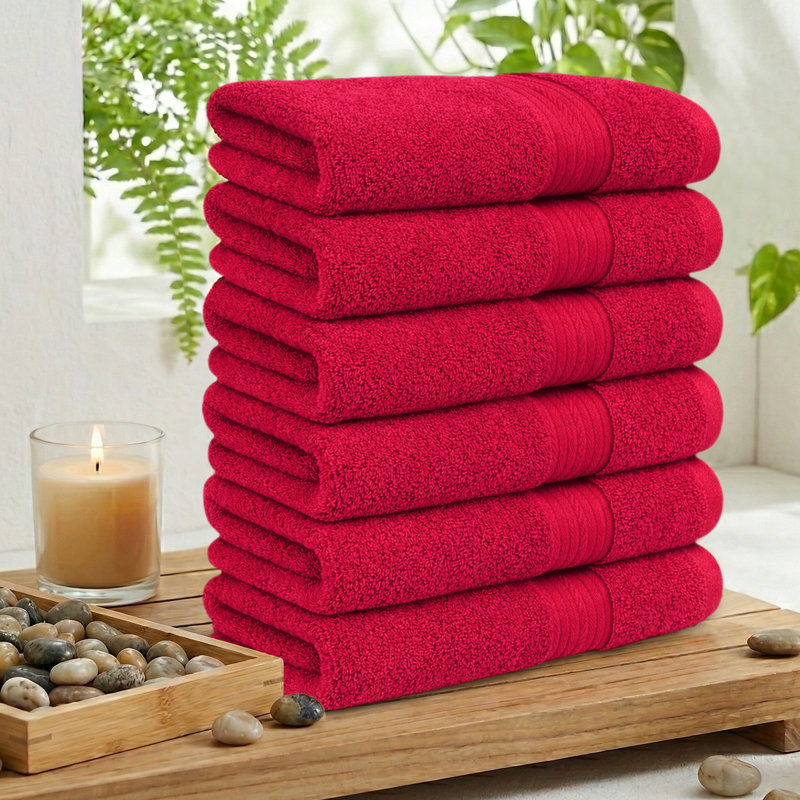 Essuie-mains à séchage rapide 100% coton 600 g / m² , Rouge