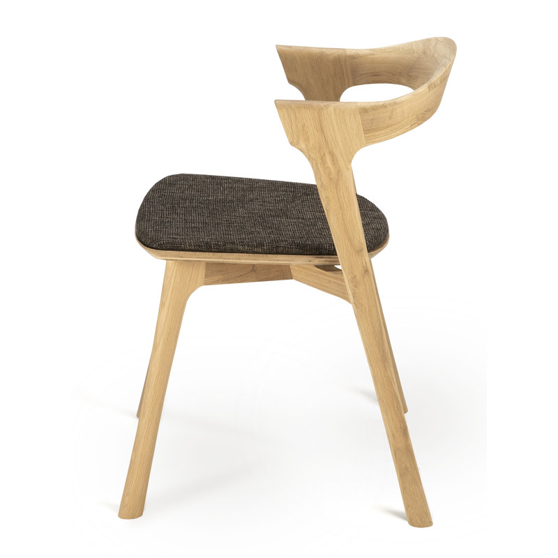 Bok Upholstered Dining Chair, Dark Brown Polyester Blend/Acrylic, Varnished Oak