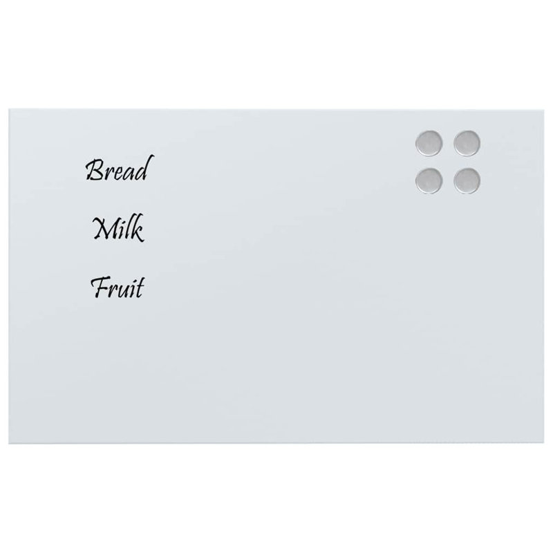 Wall-Mounted Magnetic Board Tempered Glass, White, 50cm H x 80cm W