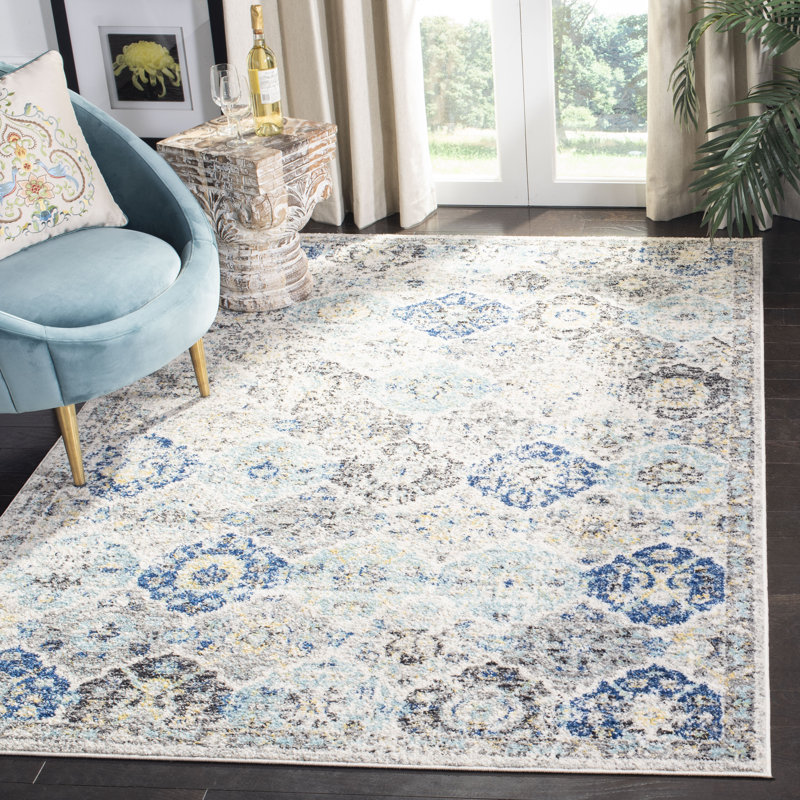 Tapis oriental ivoire / turquoise Felty, Rectangle 12 pi x 15 pi