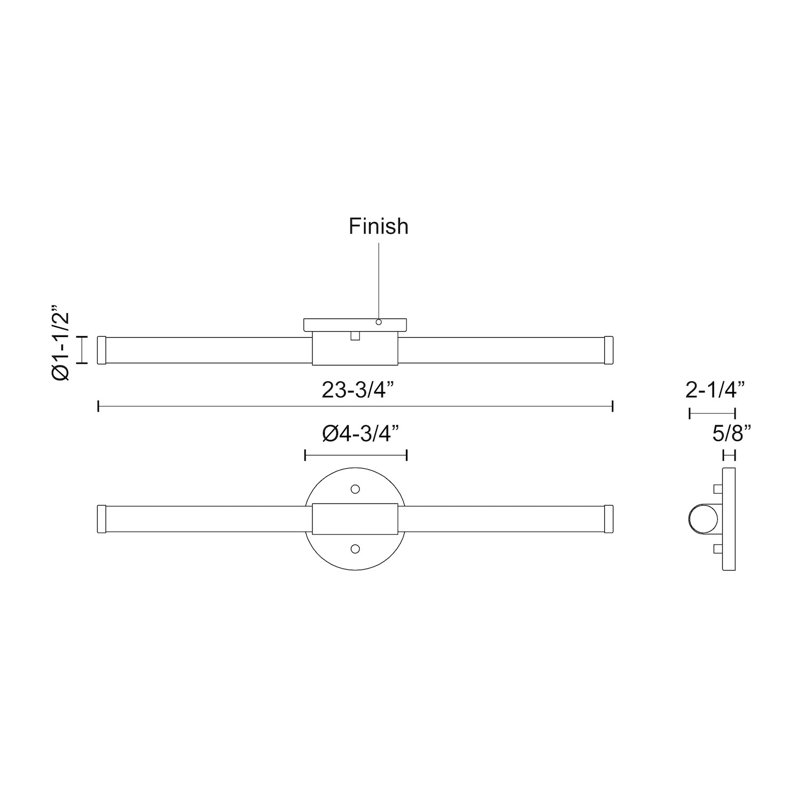 Akari 1 - Light LED Bath Bar, Brushed Nickel, 1.5" H x 35.5" W x 2.25" D