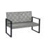 Ensemble de meubles de patio 4 pièces pour balcon, porche, jardin, jardin, cour, plateau de table en bois d'acacia gris, coussin bleu et rotin gris clair