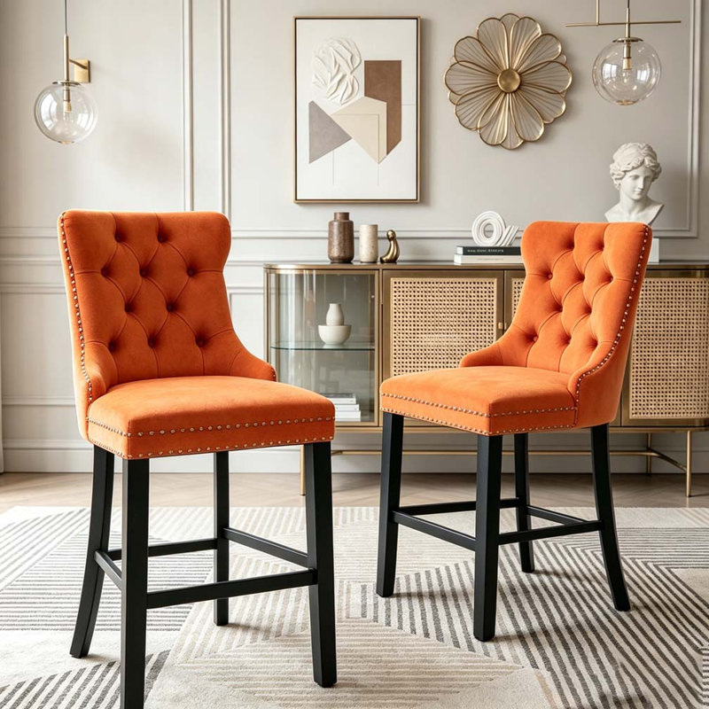 Chaise de salle à manger rembourrée moderne, Orange