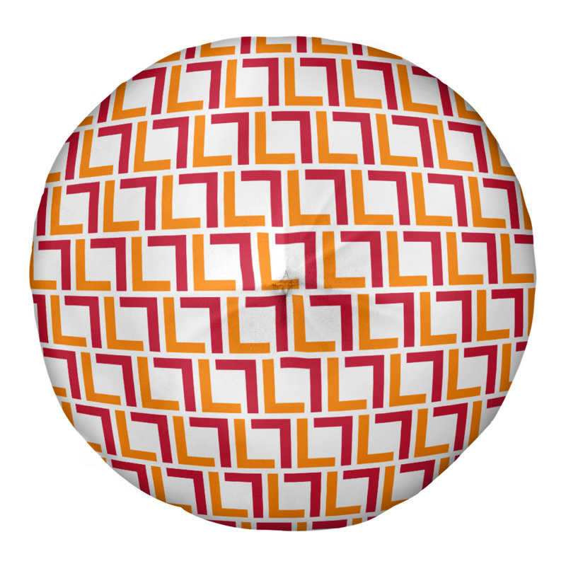 Housse de coussin rond Tampa Bay, 26'' x 26'', Blanc / orange / rouge