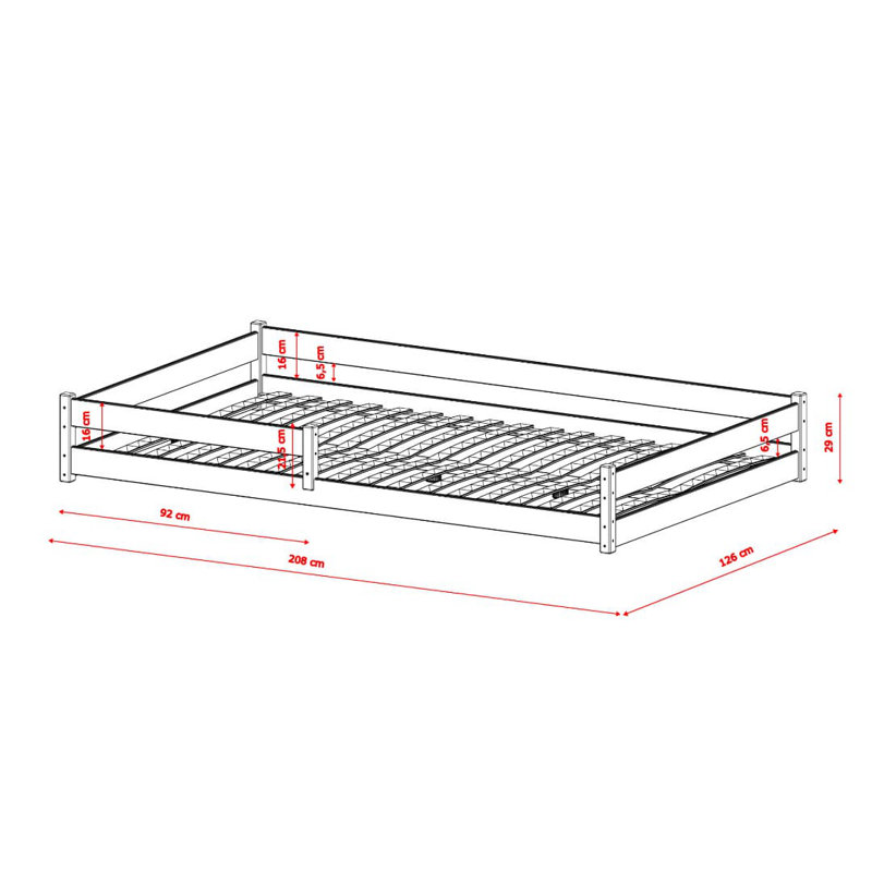Small Double (4') Platform Bed Frame, Graphite