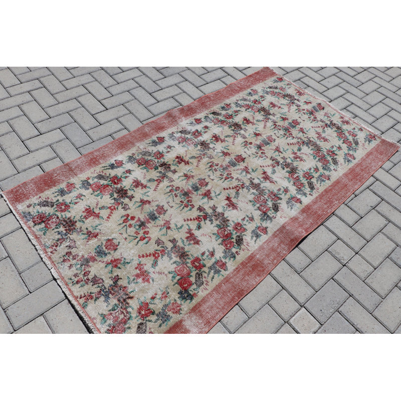 Tapis rouge rouge Oushak décoratif idéal pour l'entrée extérieure ou comme tapis décoratif avec attrait rétro