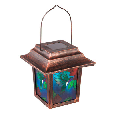 Lanterne à panneau solaire 10 "H avec cadre bronze, Hummingbird