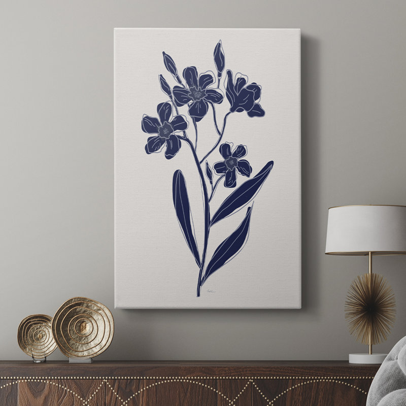 Indigo Botanical Study II - galerie sur mesure, H 48 po x l 32 po