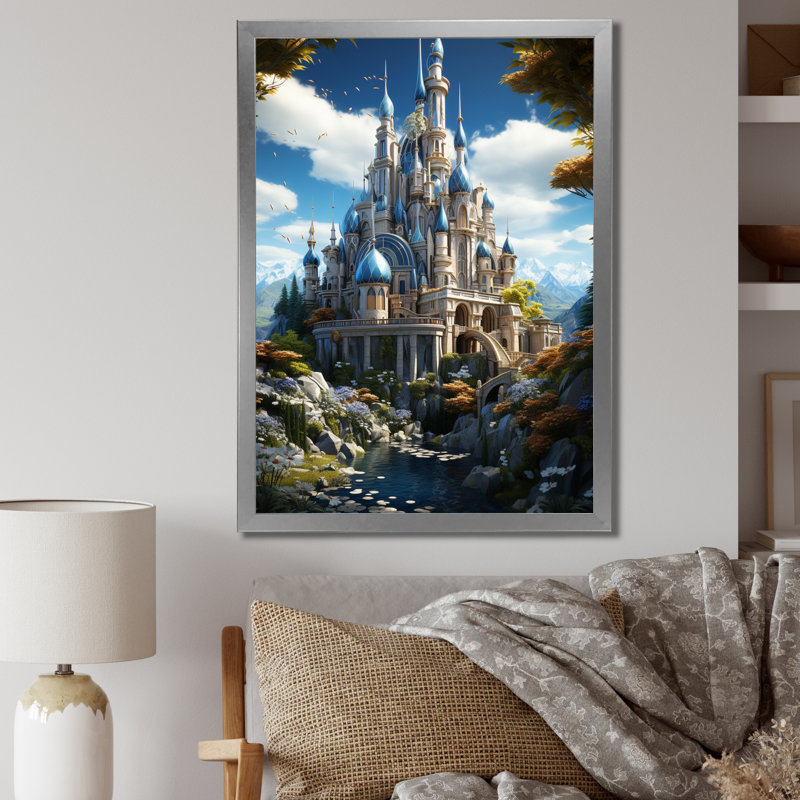 Résidence royale sur toile, H 40 po x l 30 po x P 1,5 po, Cadre simple argenté