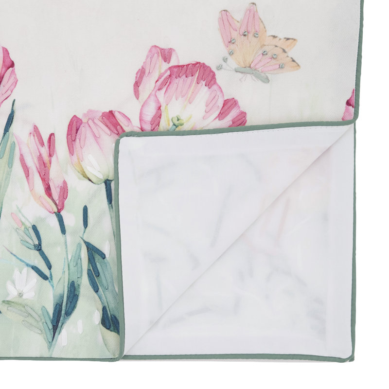 Chemin de table Floral Butterfly - chemin de table décoratif non réversible pour table de salle à manger, 16 po x 72 po