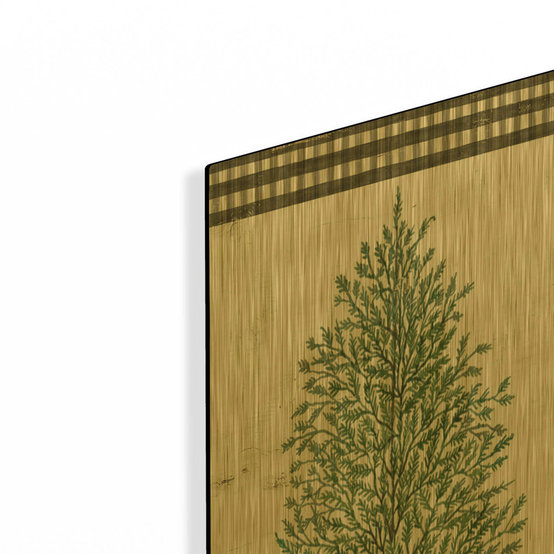 «Cedar Tree» par Cindy Jacobs, art mural en métal doré, 12 po x 36 po