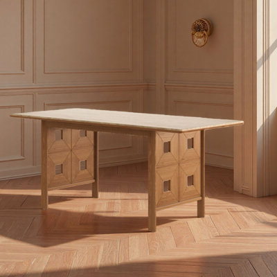 Rectangular Solid Wood Rock-Board Dining Table