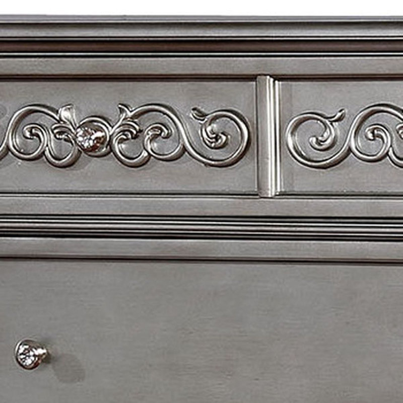 Commode 5 tiroirs Madson, Argent
