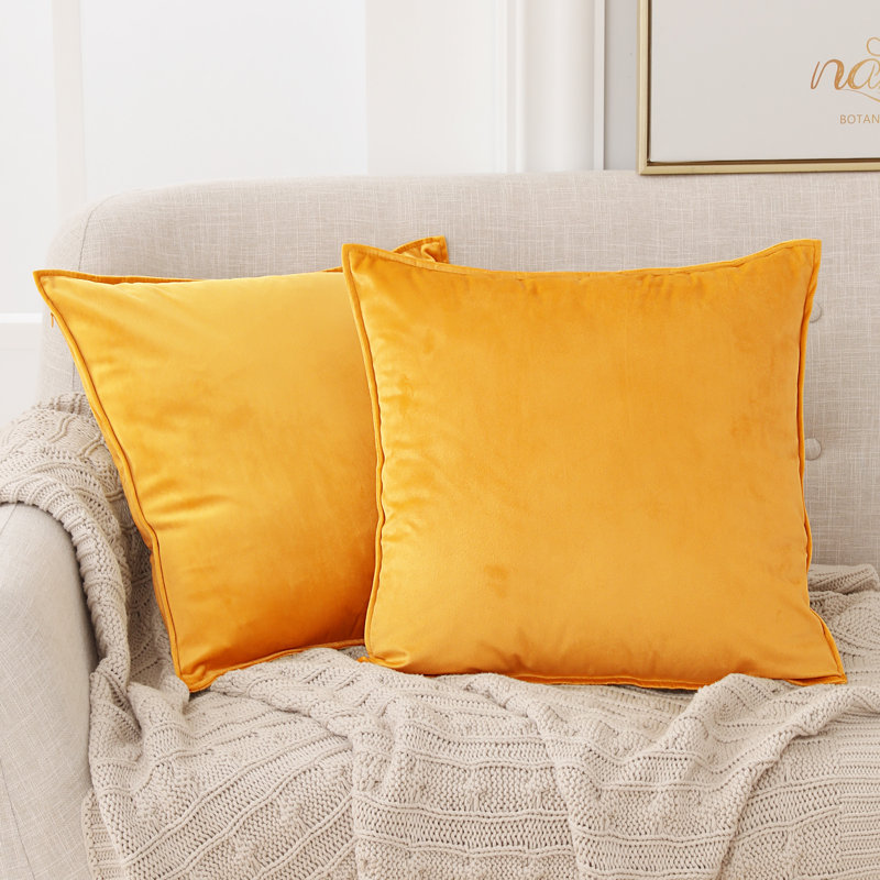 Fritch Square Throw Pillow Cover, Gold Yellow, 50cm H x 50cm W x 1cm D