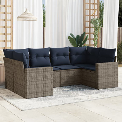 Ensemble de canapé de patio 6 pièces avec coussins pour l'extérieur