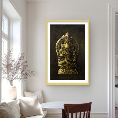 «Lord Ganesha Black Elephant», reproduction matte encadrée | Décoration intérieure