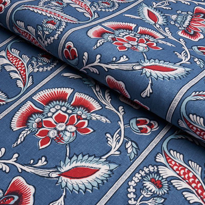 Tissu Marielle, Denim / rouge