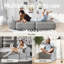 Canapé-lit à assise rabattable confortable Wowmax pour adultes, canapé-lit en lin convertible, grand fauteuil pliant gris, canapé-lit inclinable avec repose-tête, salon, chambre, balcon, compression