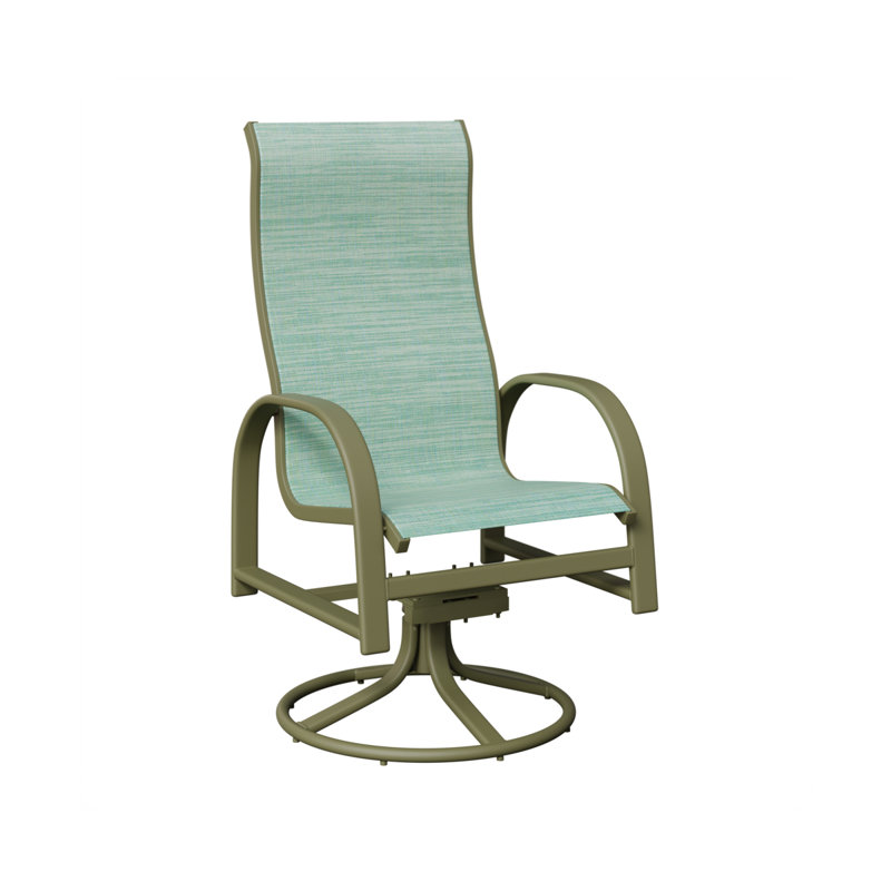 Chaise berçante pivotante à haut dossier en aluminium sauge vert Berlin Gardens, Paysage marin, Aluminium vert sauge