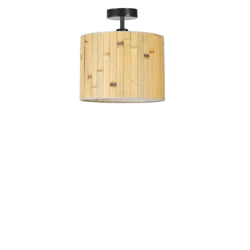 Elegant Oak & Black Chandelier, 11.8 in Diameter x 11.8 in Height | Sturdy Metal Body with Bamboo Cap | E27 Socket, Max 40W | IP20 Rating | Ideal for Dining Room, Living Room, & Modern Décor