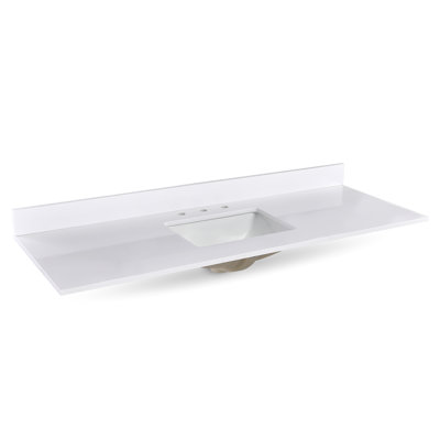 Plan de toilette simple en pierre reconstituée de 60 pouces avec lavabo (base non incluse)
