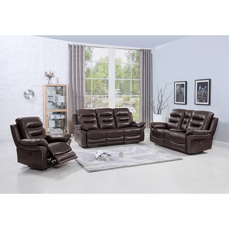 Ensemble de salon inclinable 3 pièces Ullery, Brun