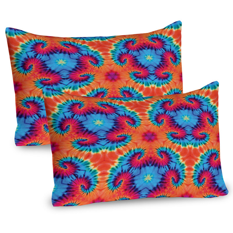 Vibrant Orange and Blue Microfiber Pillow Shams 2-Pack