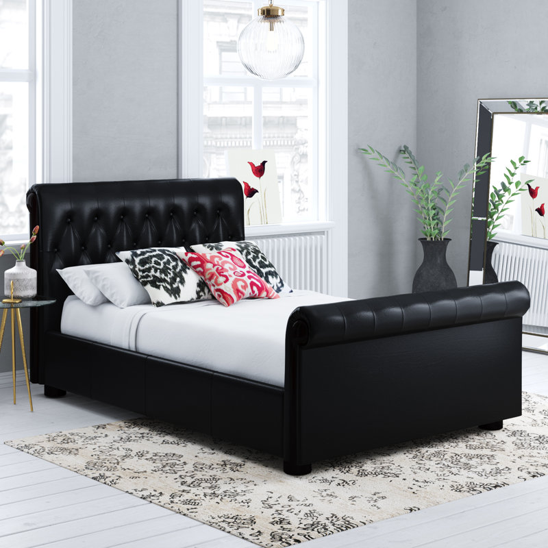 Meilani Upholstered Ottoman Storage Bed, Black, Double (4'6)