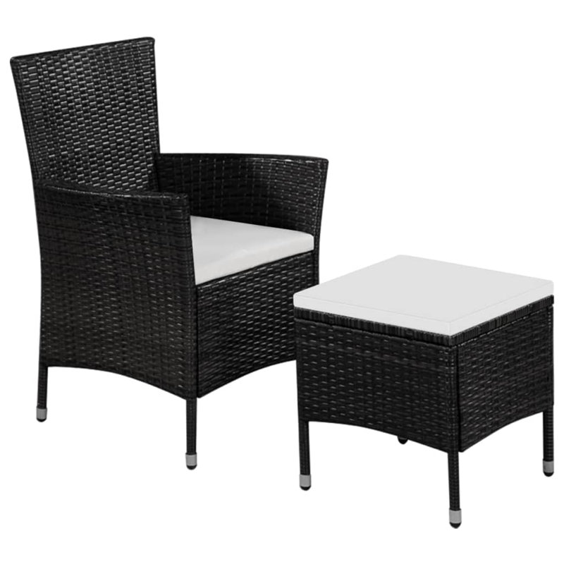 Patio Chair with Cushions, White, Black