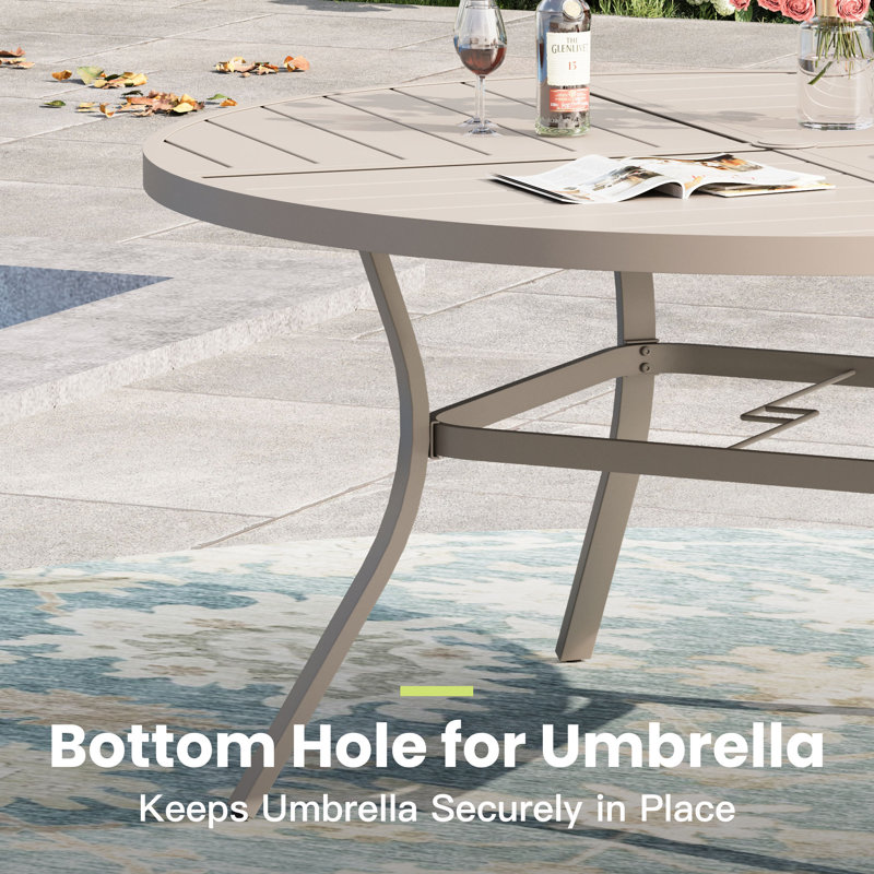 50" Round Outdoor Patio Dining Table, Sandshell