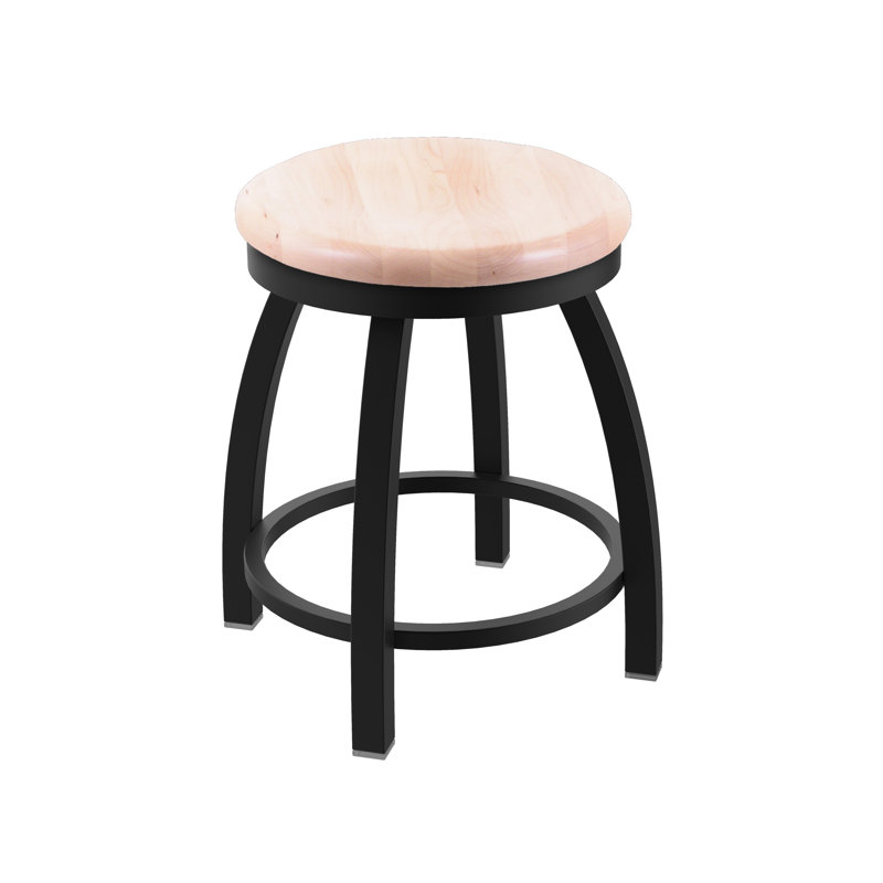 802 Misha Swivel Vanity Stool with Wood Seat, Natural Maple, Black Wrinkle