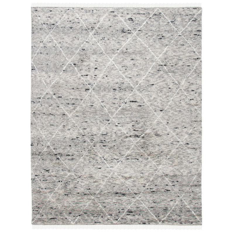 Tapis géométrique en laine noué à la main Meiners, Rectangle 9 pi x 12 pi