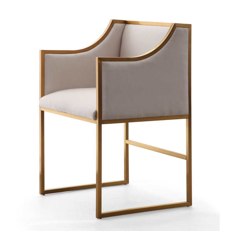 Chaise en velours avec accoudoirs Twingo, Blanc
