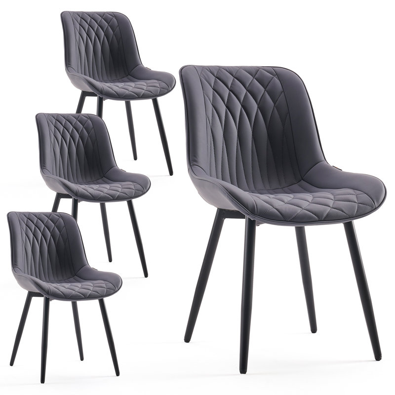 Modern Dining Chairs Faux Leather Upholstered Kitchen Chairs Side Chair With Metal Legs, Gray Purple