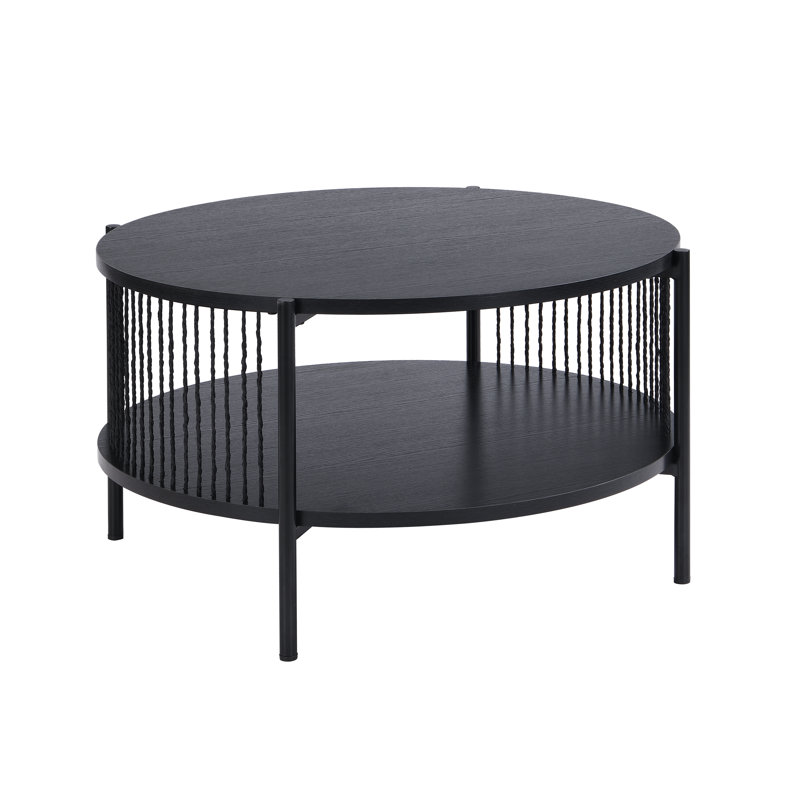 Loric Four Leg Coffee Table with Storage, Black