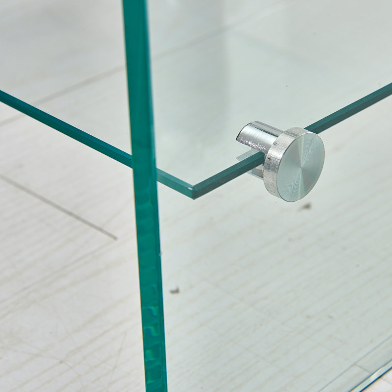Glass Console Table, Transparent Tempered  Glass Console Table With Rounded Edges Desks, Sofa Table