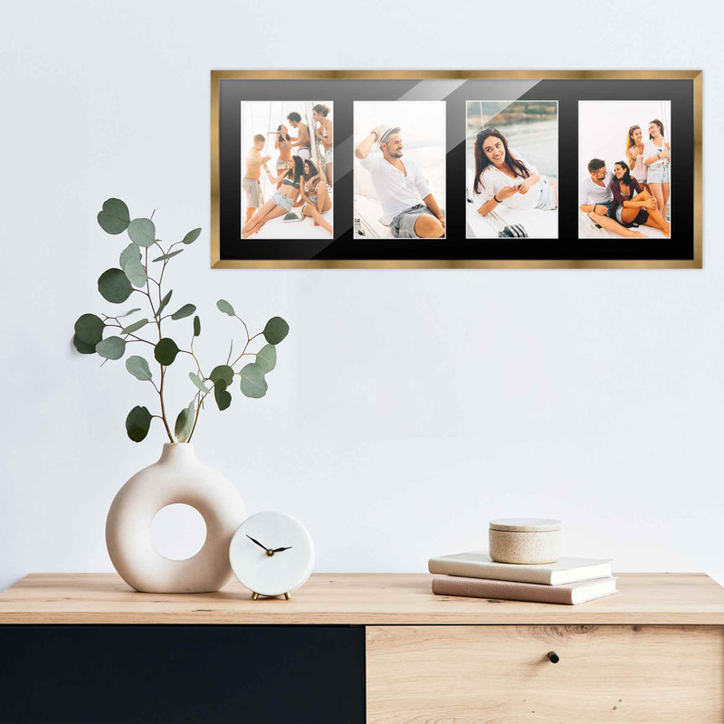 Cadre en bois, 4 po x 6 po, 7,5 po x 19 po, Bronze / noir