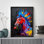 Art encadré noir Le cheval non restreint peint avec de la peinture et de la fourrure, impressions sur toile de style rétro