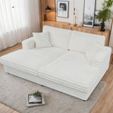 86" Wide Deep Seat Corduroy Oversized sofa Loveseat Chaise Lounge